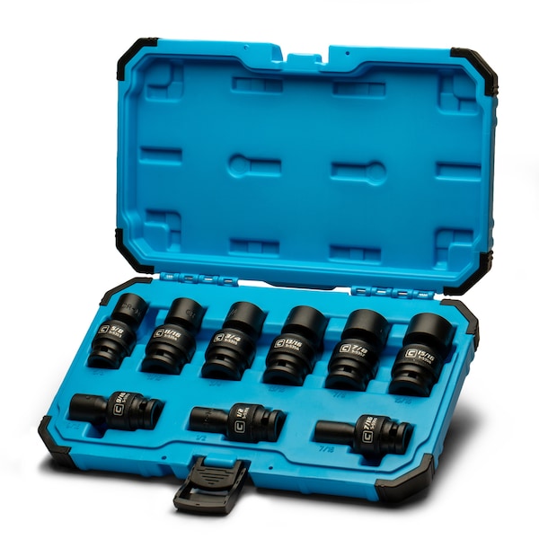 1/2 in Drive Universal Impact Socket Set, SAE, 9 pcs